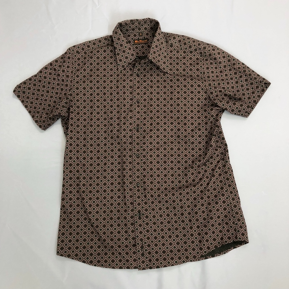 Ben Sherman Short Sleeve Button Down Shirt Black - Picture 1 of 7